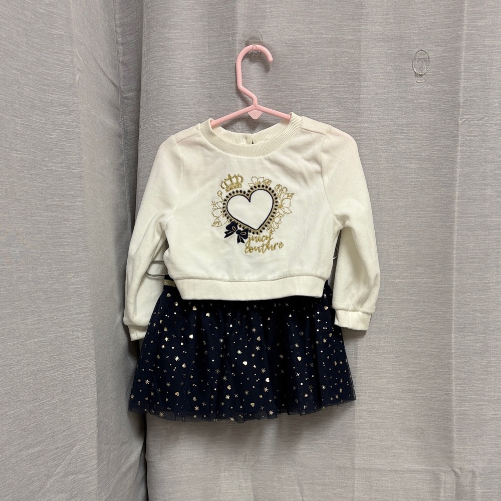 /Juicy Couture White Top w/Heart Design and Blue Tulle Skirt w/Hearts & Stars 24
